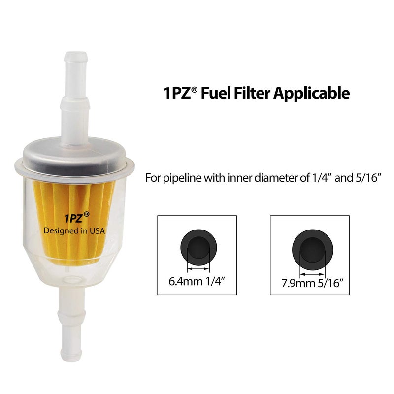 1PZ KHX-F01 Premium 1/4" and 5/16" inch Universal Fuel Filter Barbed Clear Replacement for Honda Kohler Toro Kawasaki Kohler Briggs & Stratton John Deere (Pack of 10) - Image 2